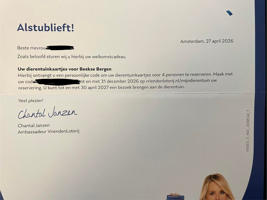 4 tickets Beekse Bergen, Tickets en Kaartjes, Twee personen, Ticket of Toegangskaart