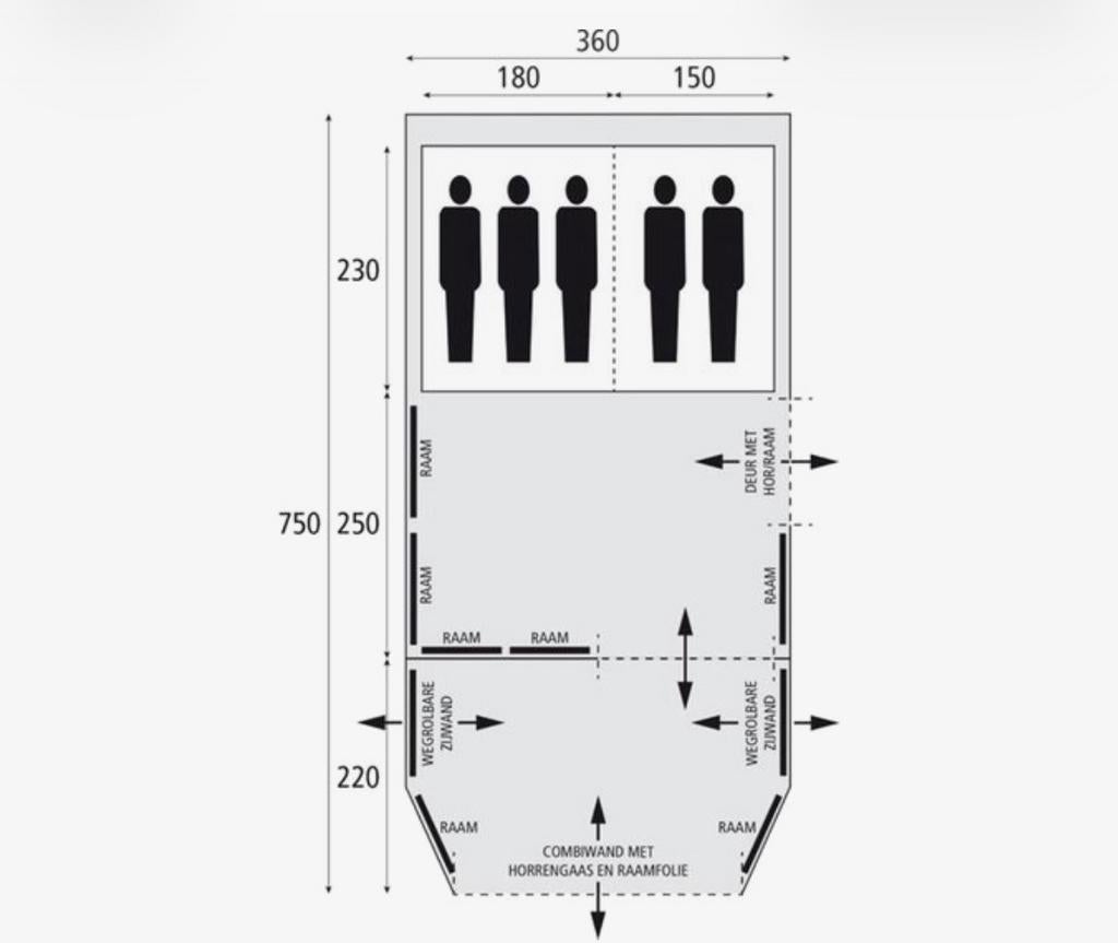 Topstaat Bardani Royal 360 rsc tent met Spitfire Wing luifel, Caravans en Kamperen, Tenten, Ophalen, Zo goed als nieuw, Tot en met 4