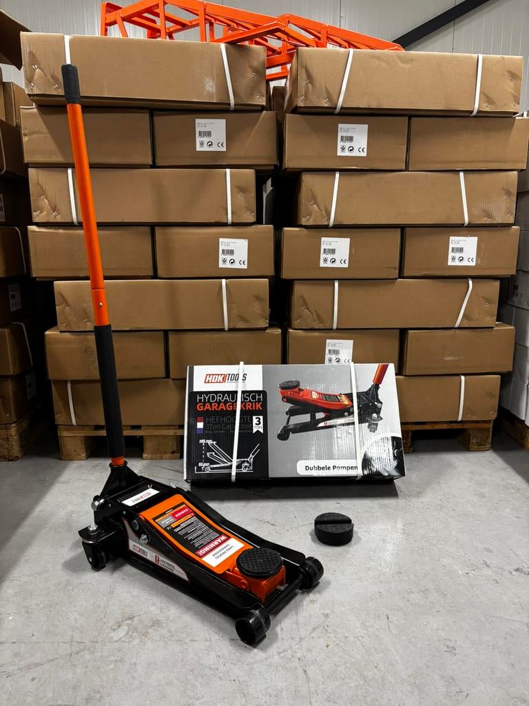 Garagekrik 3 ton extra laag dubbele plunjer snelle hefboom, Ophalen, Nieuw, Hydraulisch, Garagekrik