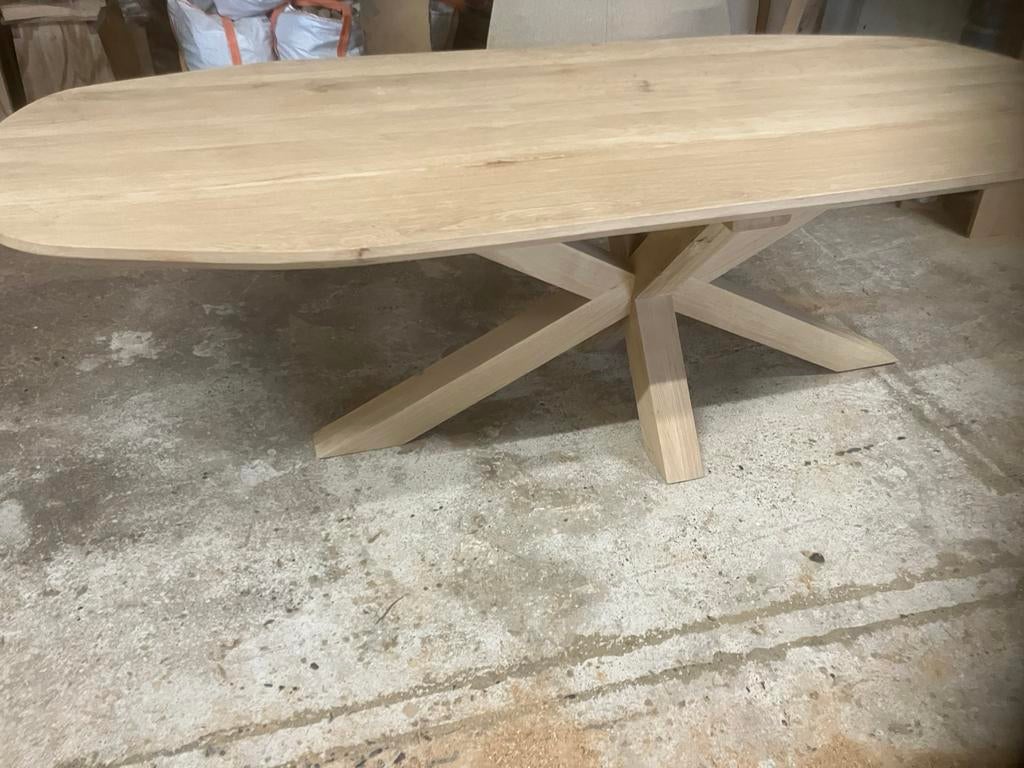 Eiken tafel met hout onderstel matrix, Ophalen, Rechthoekig, 200 cm of meer, 50 tot 100 cm