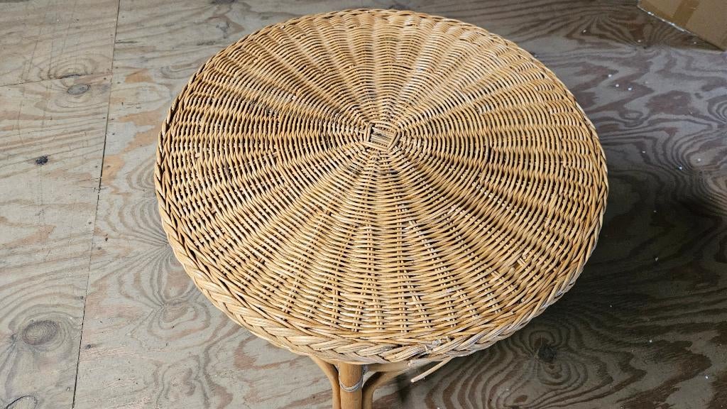 Vintage rotan/bamboe / tafel, Huis en tuin decoratie Marie, Minder dan 55 cm, Rond, Peize