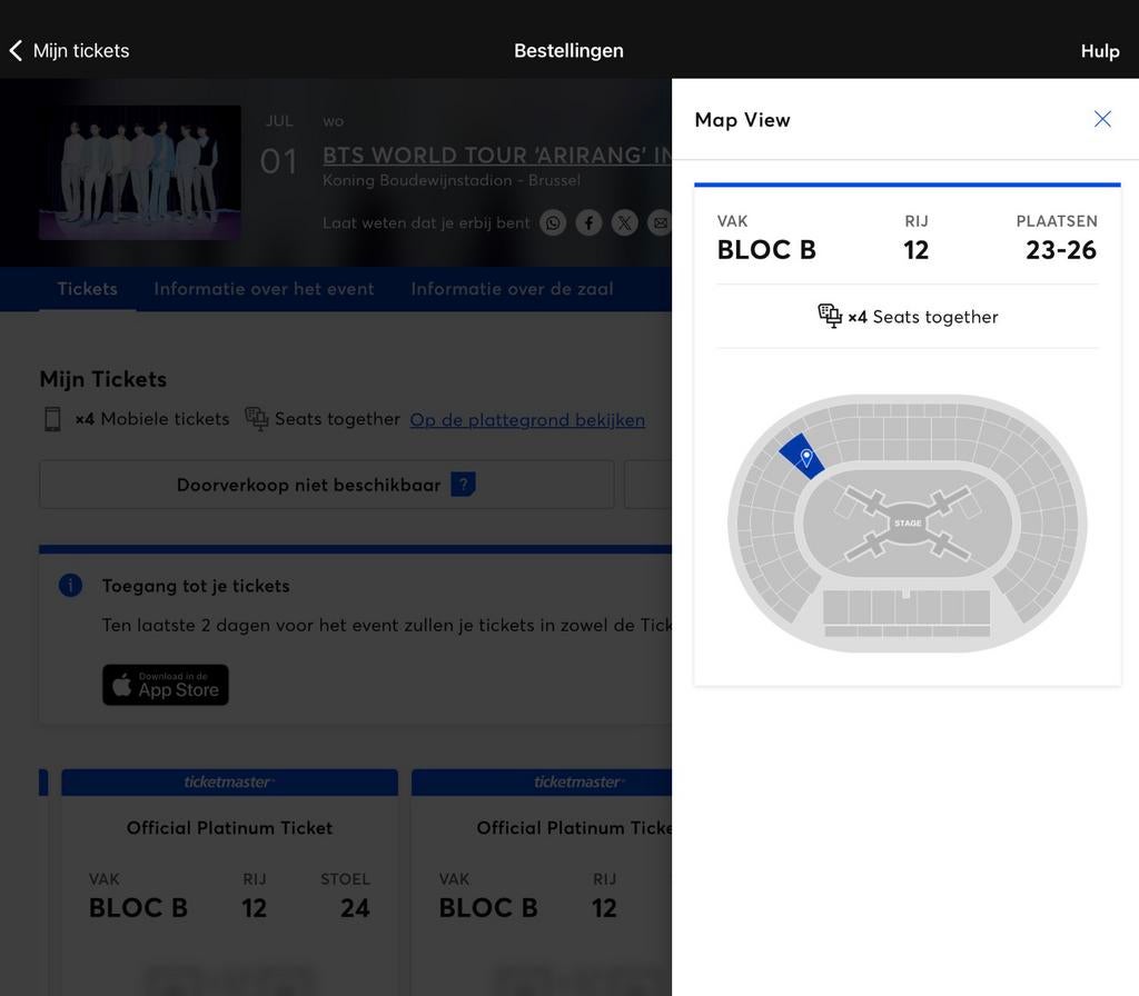🔥2x BTS Official Platinum Tickets – 1 juli 2026 | Brussel🔥, Twee personen, Juli