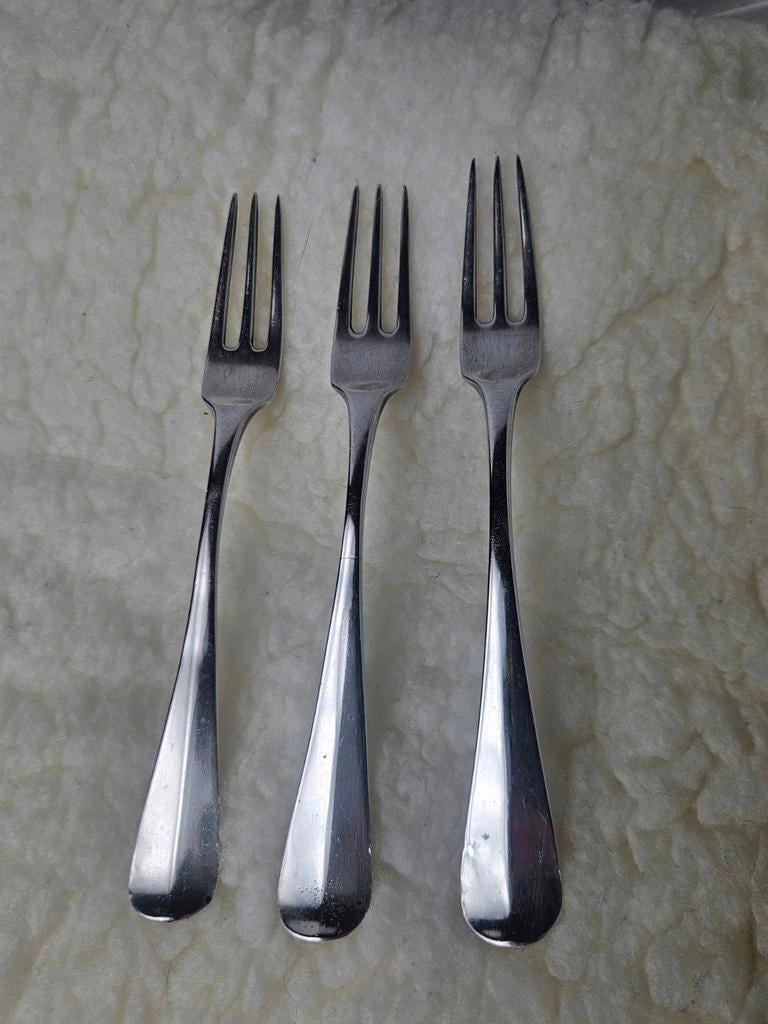 Zilver Haagse Lofje dessertvork drie stuks, Ophalen of Verzenden