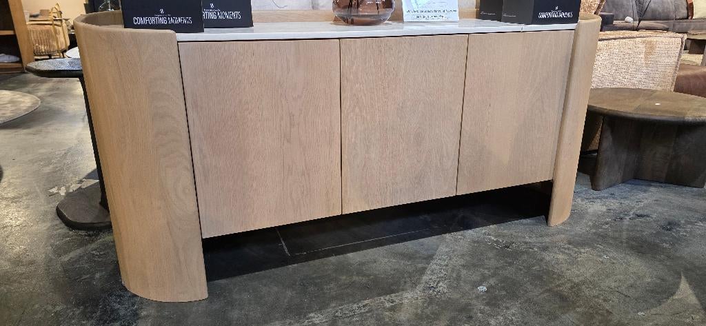 Dressoir Marmer en eikenhout 165cm B Keuze Korting!, Met deur(en), Bornsestraat 31, 150 tot 200 cm, Eikenhout