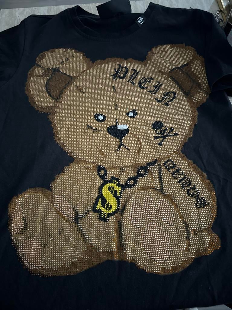 Zwart Philipp Plein Teddy T-shirt, Ophalen of Verzenden, Zo goed als nieuw, Maat 48/50 (M), Zwart