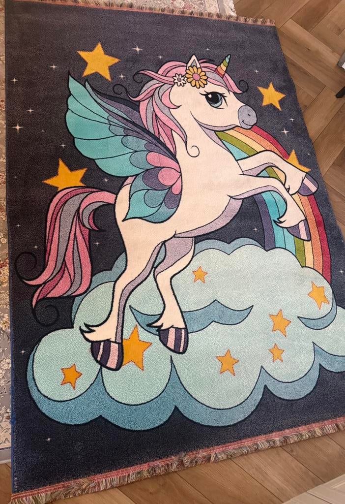 Kinderkleed, vloerkleed, tapijt, unicorn afbeelding., Ophalen of Verzenden, Rechthoekig, Overige kleuren, 100 tot 150 cm
