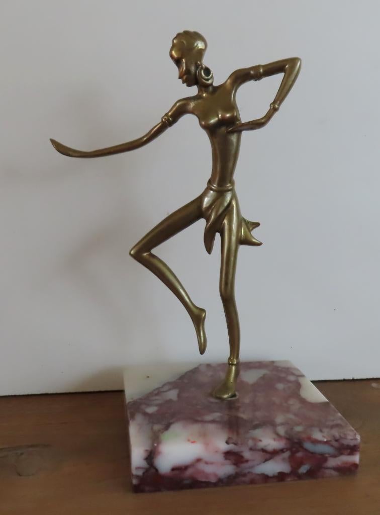 Uit inboedel: Bronzen afrikaanse danseres Richard Rohac 1906, Antiek en Kunst, Kunst | Beelden en Houtsnijwerken, Ophalen of Verzenden