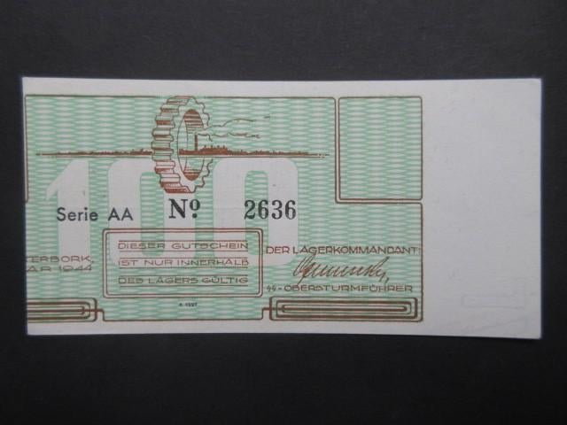100 Cent 1944 Westerbork Kampgeld (05) UNC WW2 [FOUTDRUK], Verzenden, 1 gulden, Los biljet