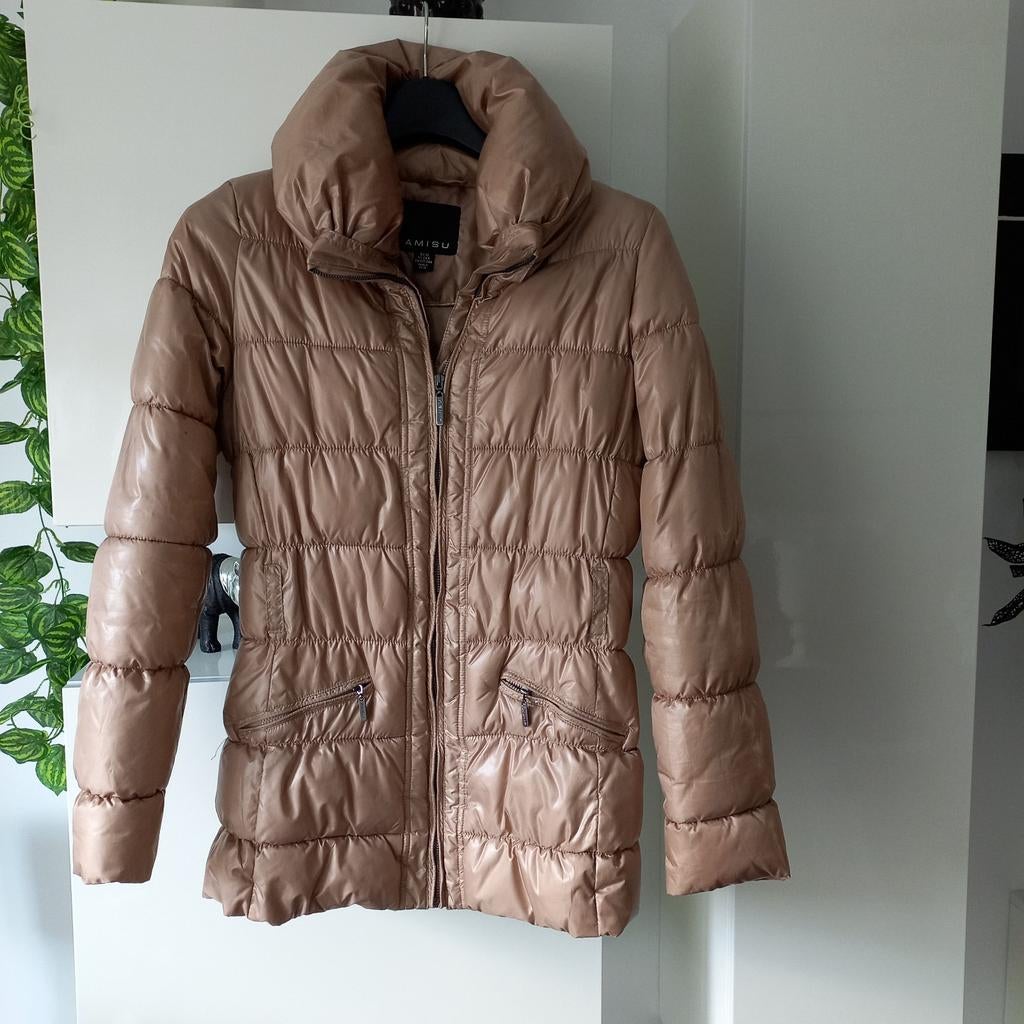 Zgan warme winterjas met rits maat S koopje nu, Ophalen of Verzenden, Zo goed als nieuw, Maat 36 (S), Beige