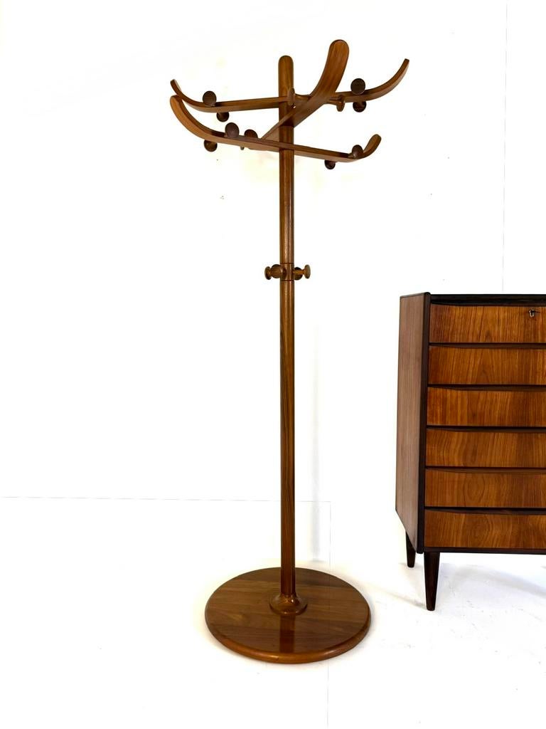 Vintage teakhouten kapstok, Aksel Kjersgaard ‘70, Ophalen of Verzenden, Zo goed als nieuw, Staande kapstok, 150 tot 200 cm
