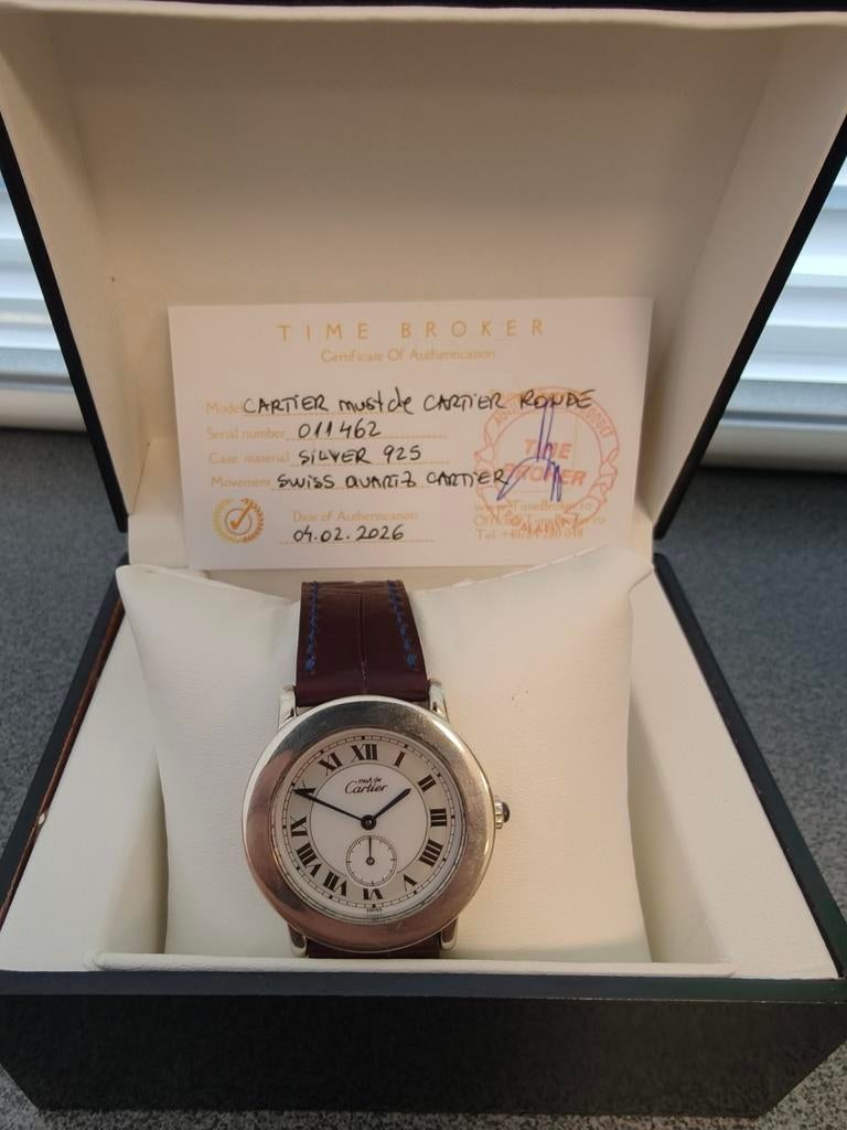 Cartier Must de Cartier Ronde 1815, Sieraden, Tassen en Uiterlijk, Horloges | Heren, Gebruikt, Polshorloge, Overige merken, Zilver