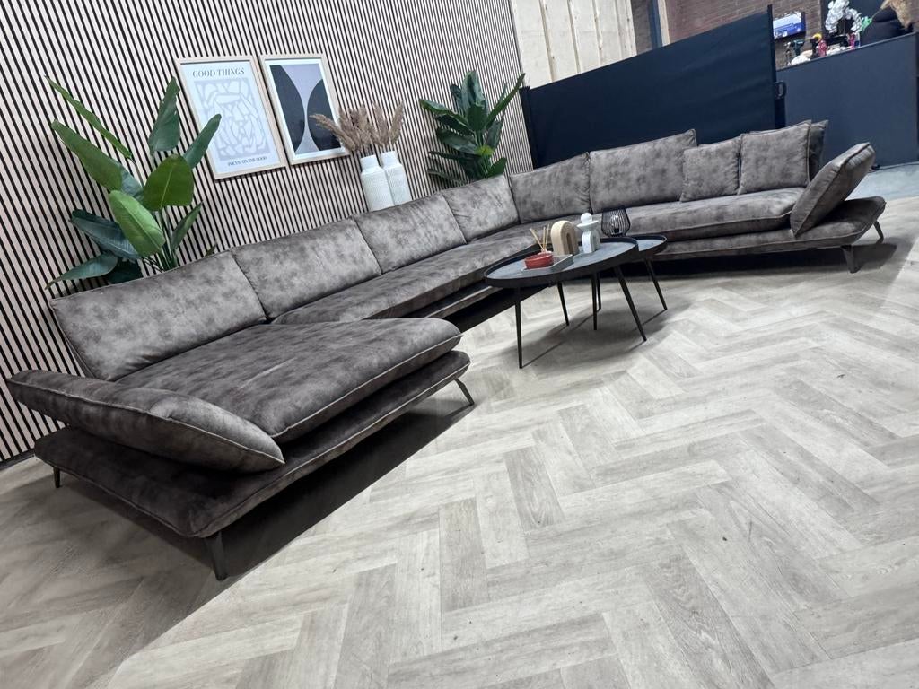 ZGAN Luxe Velvet Velours Design U-Bank - Taupe - 405cm