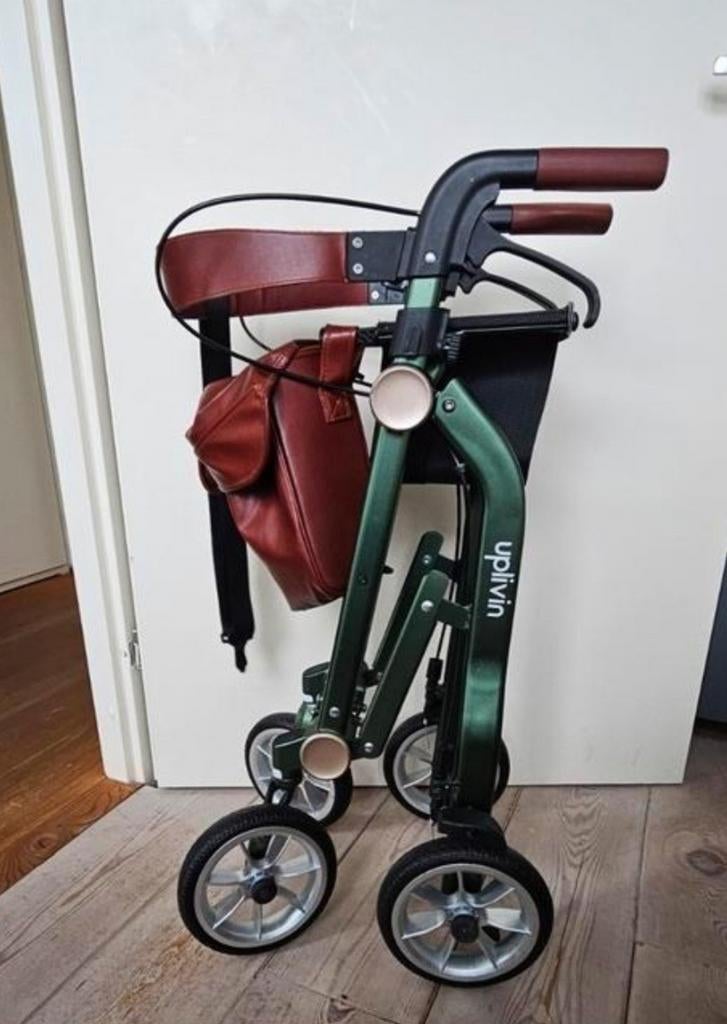 Uplivin metallic groene rollator, lichtgewicht, Ophalen, Lichtgewicht, Zo goed als nieuw