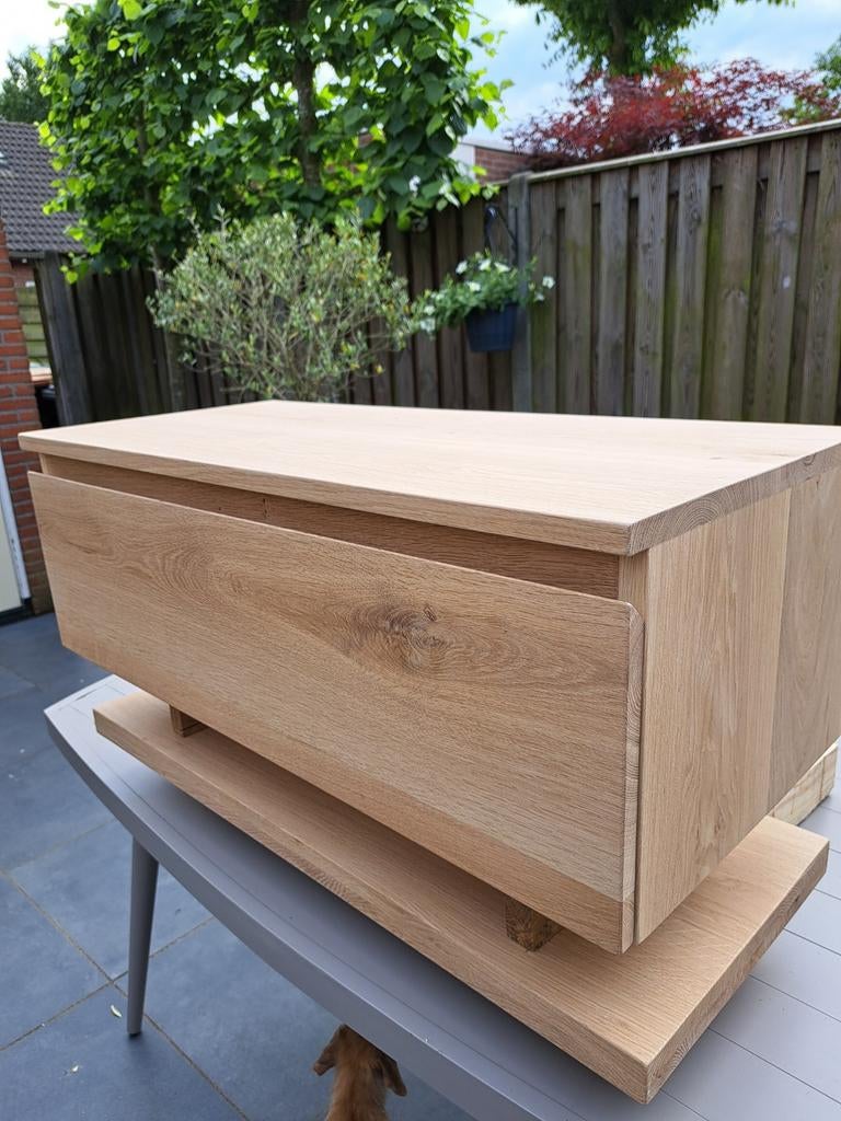 Massief eiken houten Badmeubel, Ophalen of Verzenden, Zo goed als nieuw, 25 tot 50 cm, Minder dan 100 cm
