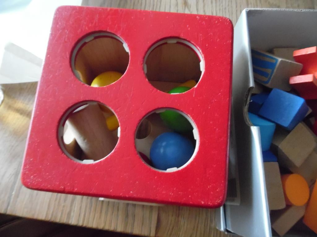 houten speelblok met ballen en een hamertje + blokken va2jr, Ophalen of Verzenden, Zo goed als nieuw, Overige typen