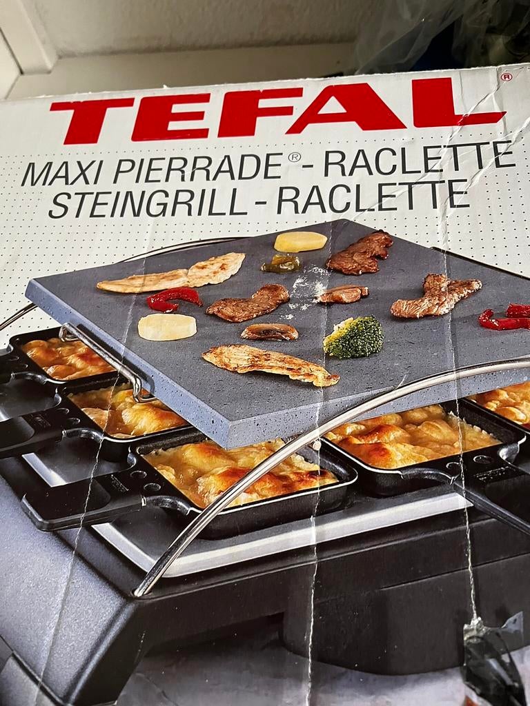 Tefal Raclette (steen) grill gourmet stel, Ophalen of Verzenden, Zo goed als nieuw, 8 personen of meer