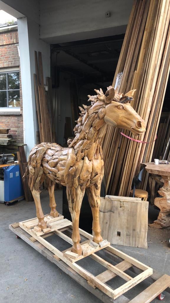 Teak paard ware grootte ook gorilla leeuw steenbok krab, Ophalen, Nieuw
