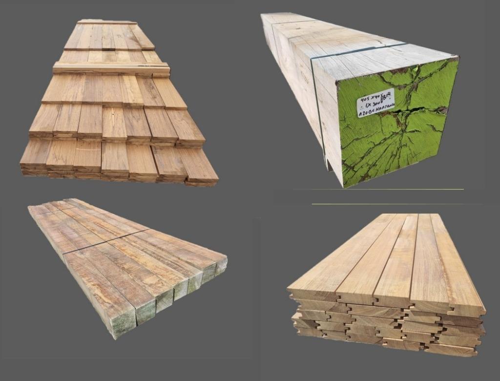 Diverse Partijen hardhouten palen / Balken / planken