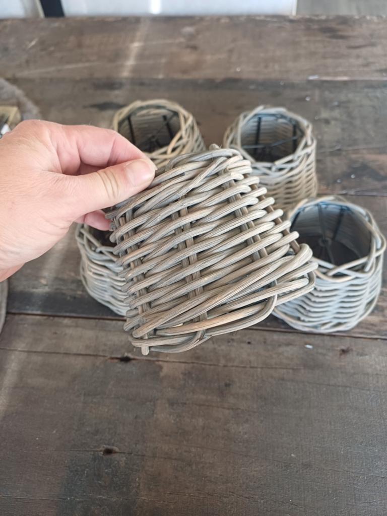 Rotan landelijke lampenkapjes 5 stuks., Ophalen, Bruin, Rond, Minder dan 25 cm
