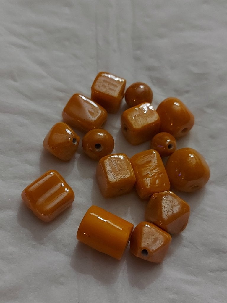 Mix verschillende maten oranje parelmoer glaskralen, Verzenden, Nieuw, Kraal