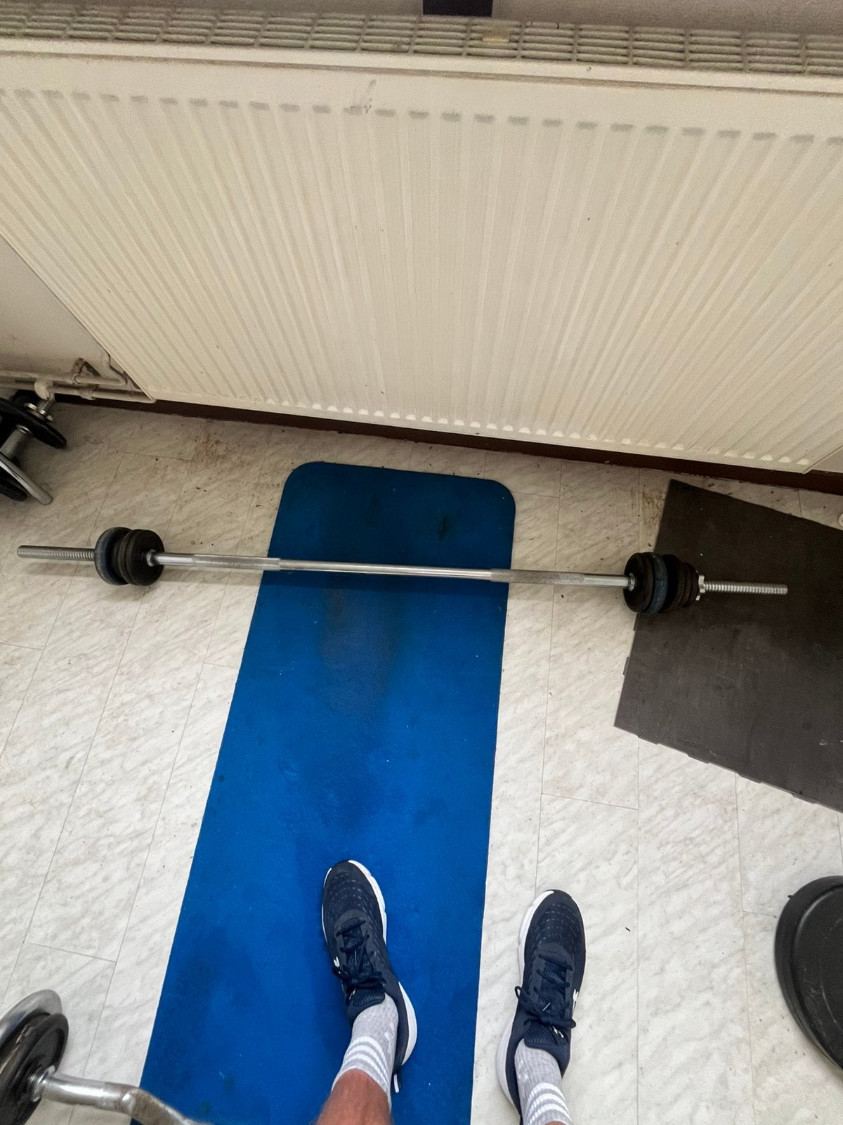 Halterstang inc schijven, Sport en Fitness, Fitnessmaterialen, Ophalen, Zo goed als nieuw