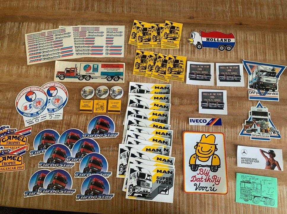 Partij vrachtwagen stickers jaren 80, Ophalen of Verzenden, Zo goed als nieuw, Meerdere stickers