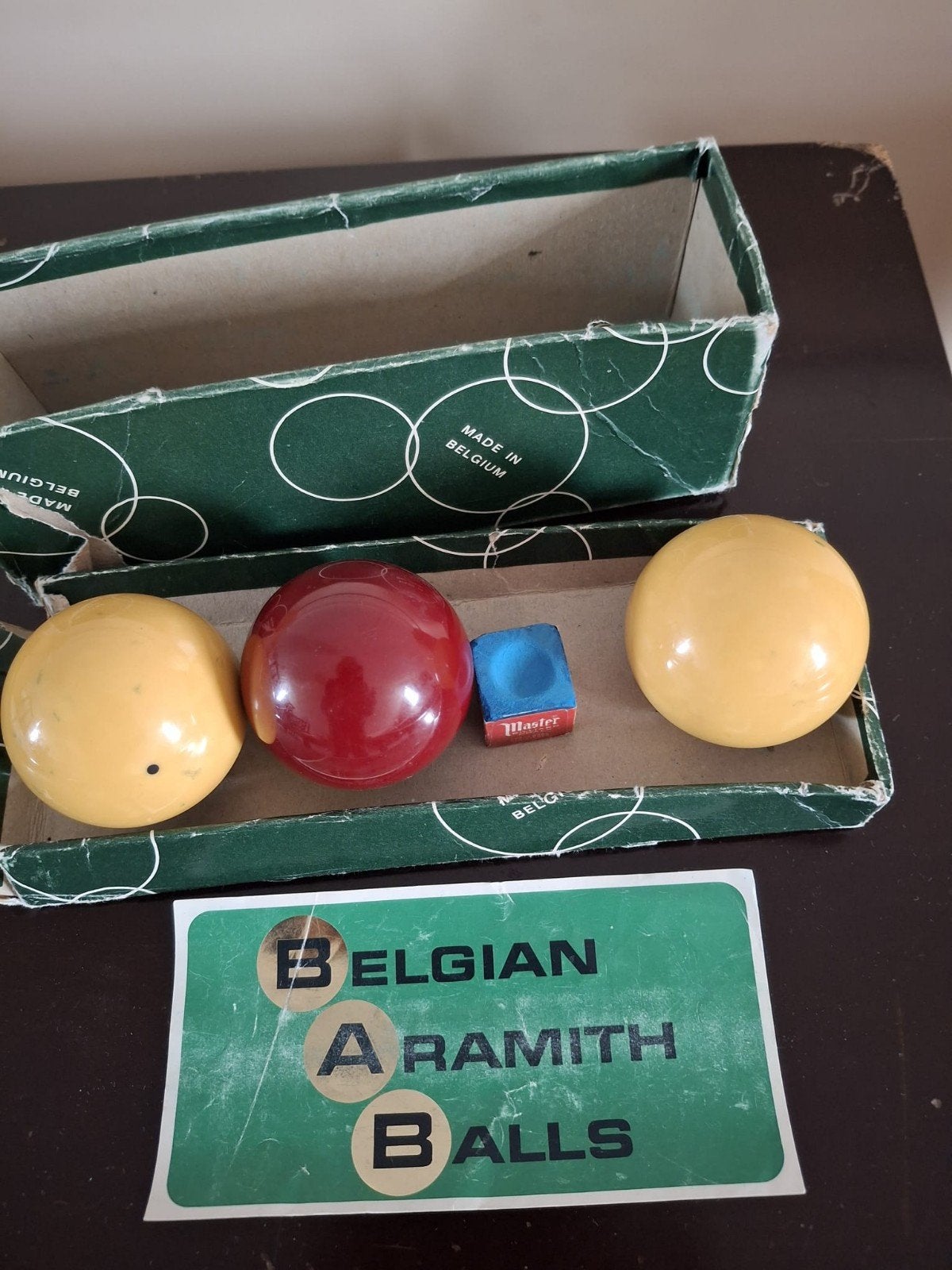 Belgische Aramith Biljartballen 56 mm Set, Ophalen of Verzenden, Gebruikt, Keu of Ballen