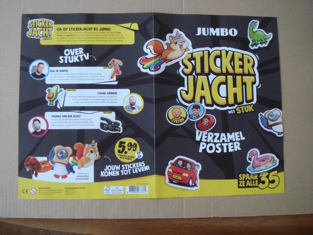 Jumbo Sticker Jacht verzamel poster + 14 ongeopende stickers, Verzamelen, Jumbo, Ophalen of Verzenden