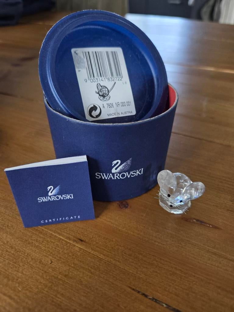 Swarovski muis beeldje met certificaat (staart mist), Verzamelen, Swarovski, Ophalen of Verzenden, Gebruikt, Figuurtje