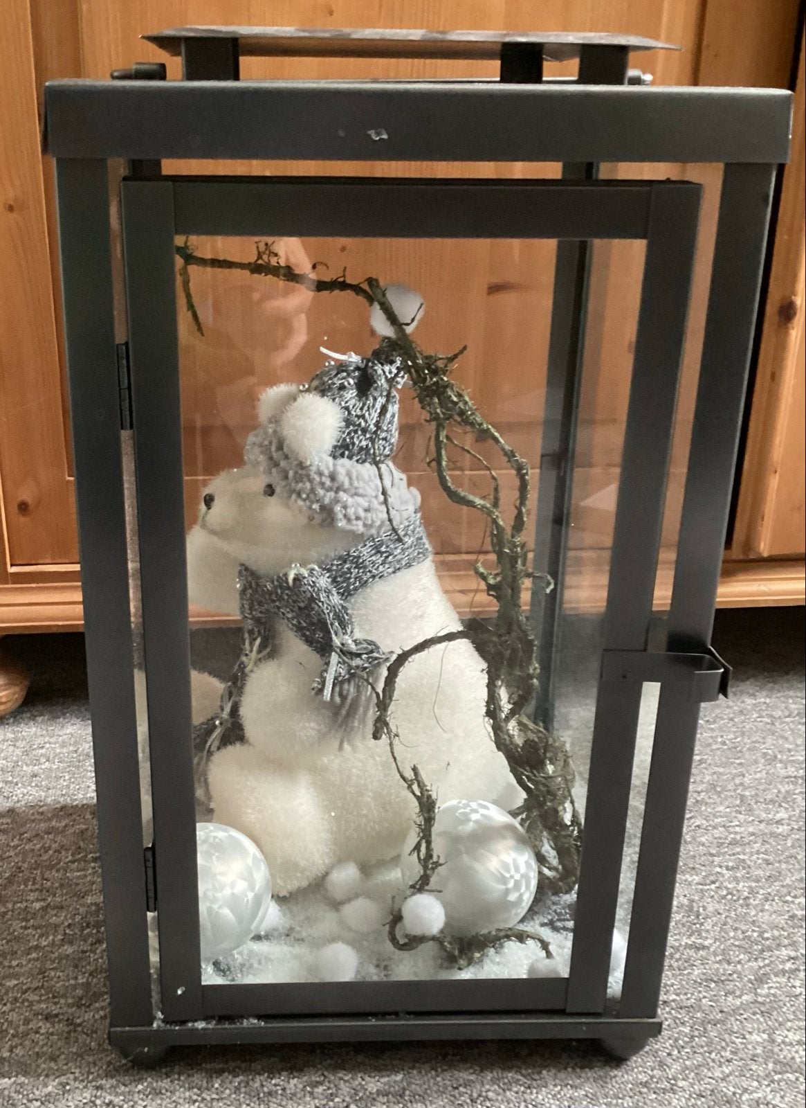 Sfeervol Windlicht met Winterse Decoratie, Ophalen, Overige stijlen, Metaal, Gebruikt