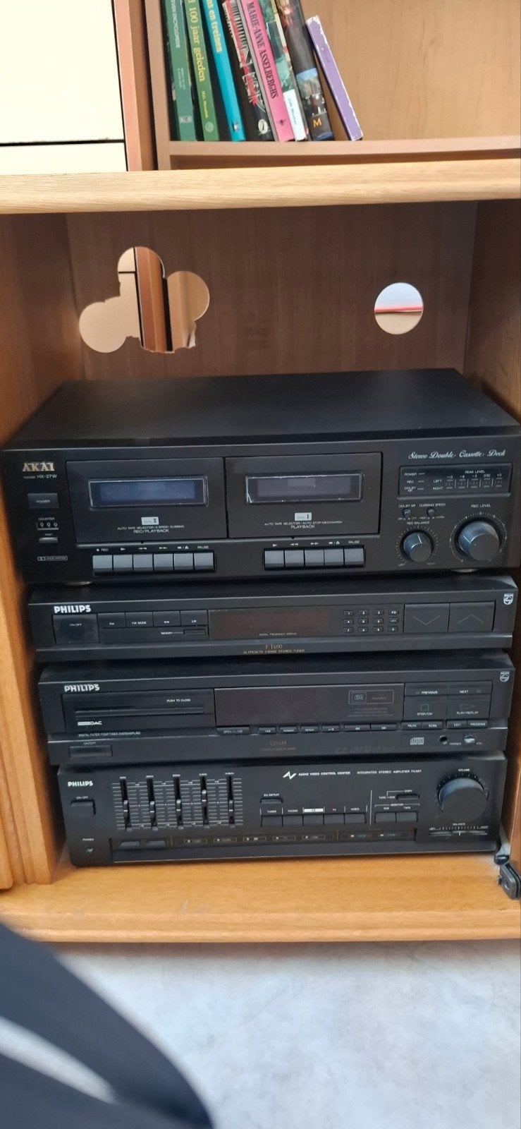 Akai Dubbel Cassettedeck  Philips 3-delige Set, Nieuw, Cassettedeck, Akai, Losse componenten