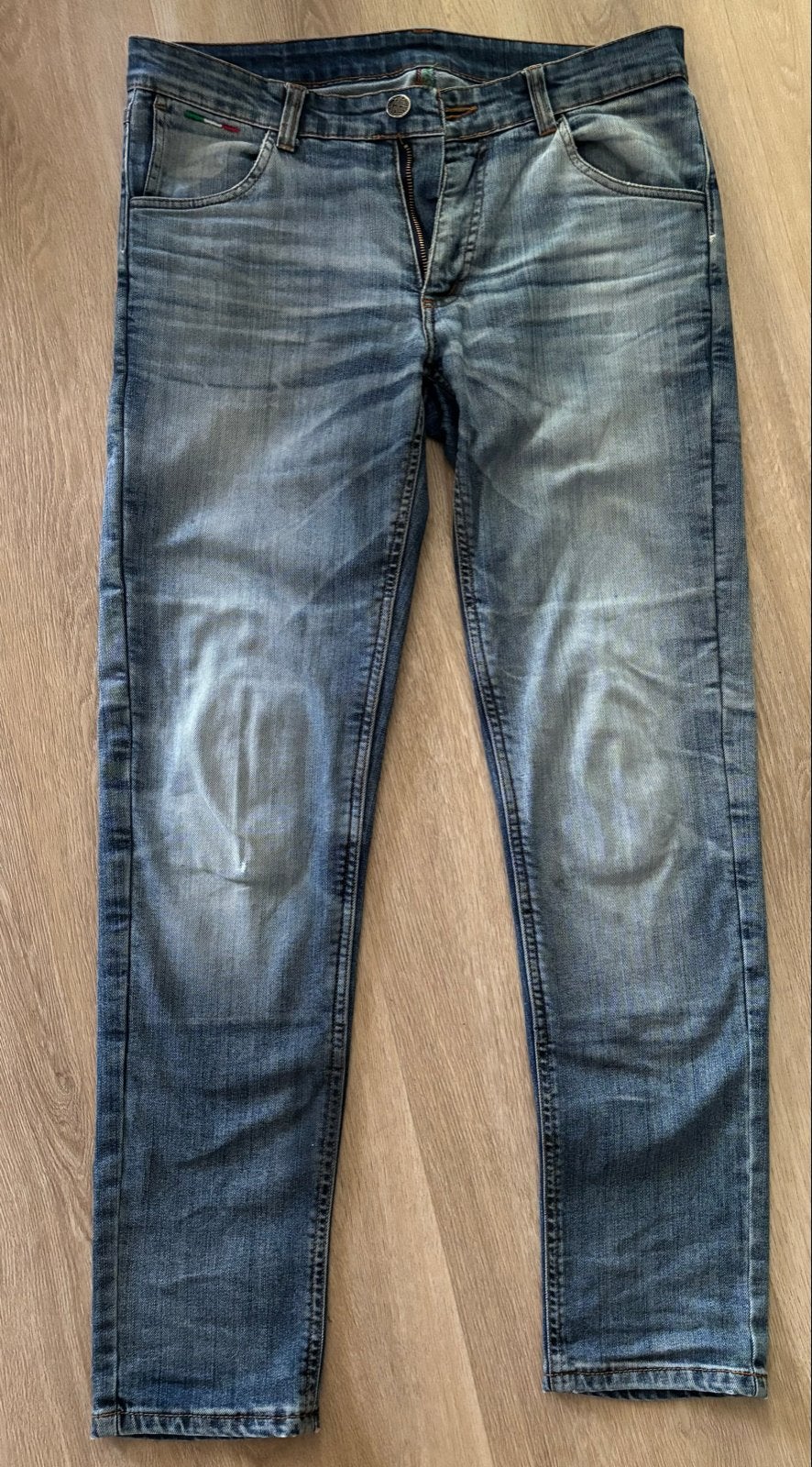 Motor jeans met kevlar op knieën en heupen,  maat m, Motoren, Ophalen, Heren, Broek | textiel