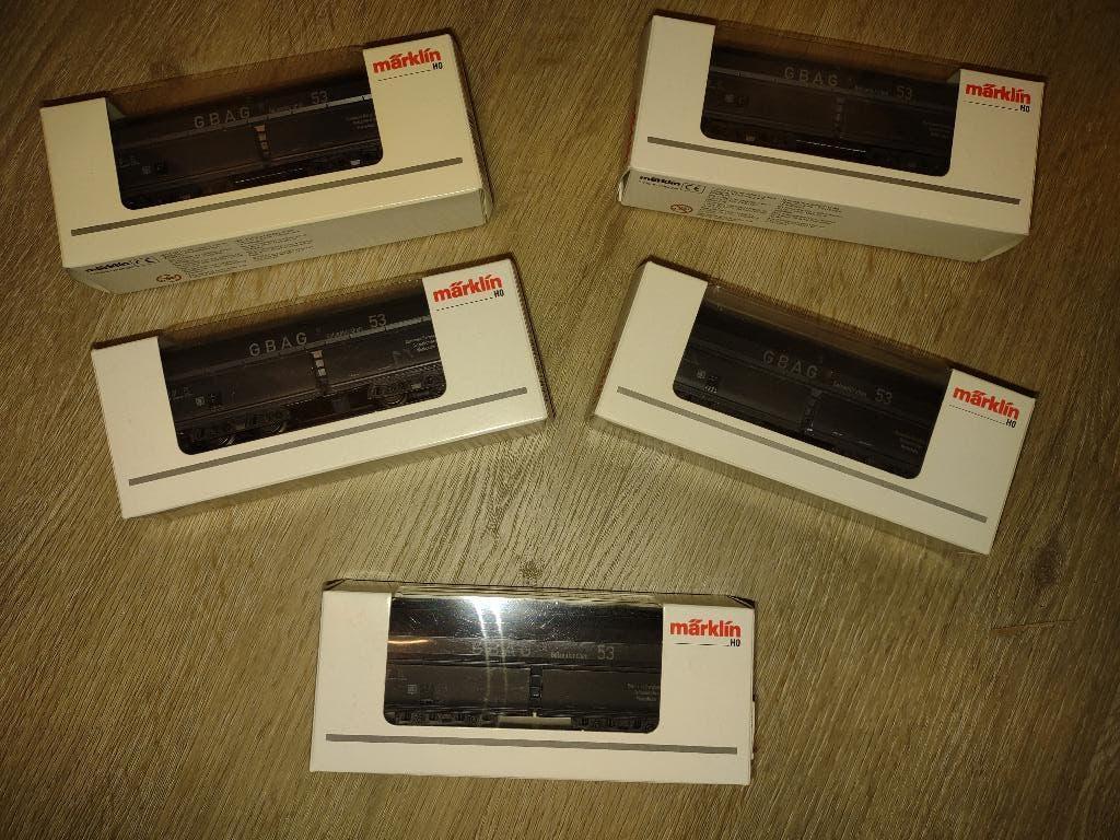 5x Märklin H0 48602 Zelflosser wagen GBAG, Wagen Nr. 53, OVP, Gelijkstroom of Wisselstroom, Wagon, Ophalen of Verzenden, Zo goed als nieuw