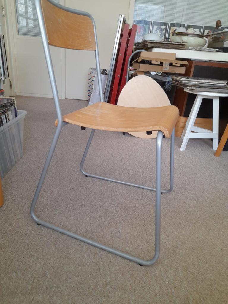 Stoel plywood hout Ikea '90 - nette staat, Huis en Inrichting, Stoelen, Ophalen, Gebruikt, Bruin, Eén