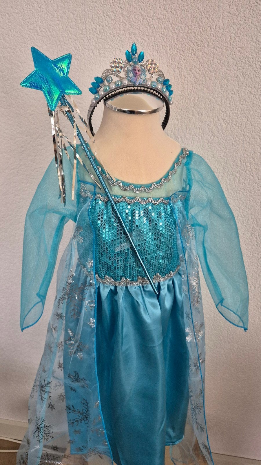 Elsa Frozen Prinsessenjurk maat 98-104 met Kroontje en Tover, Kinderen en Baby's, Carnavalskleding en Verkleedspullen, Ophalen of Verzenden