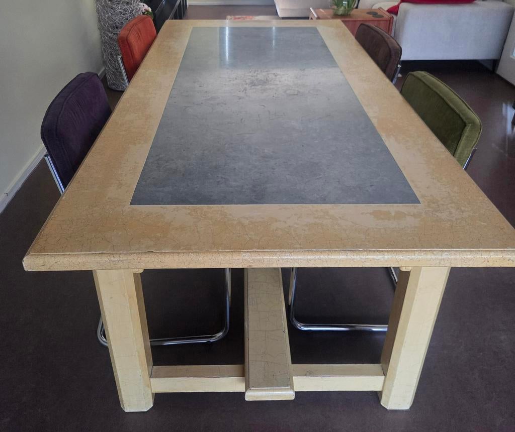 Franse eettafel met inleg van zink, Ophalen, Gebruikt, Frans, 200 cm of meer