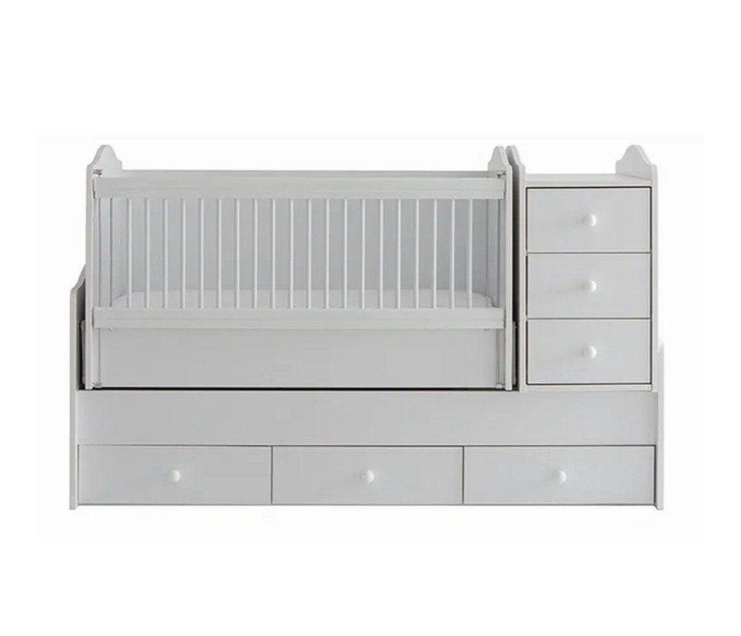 Babybed met commode en laden - 3-in-1 meegroeibed
