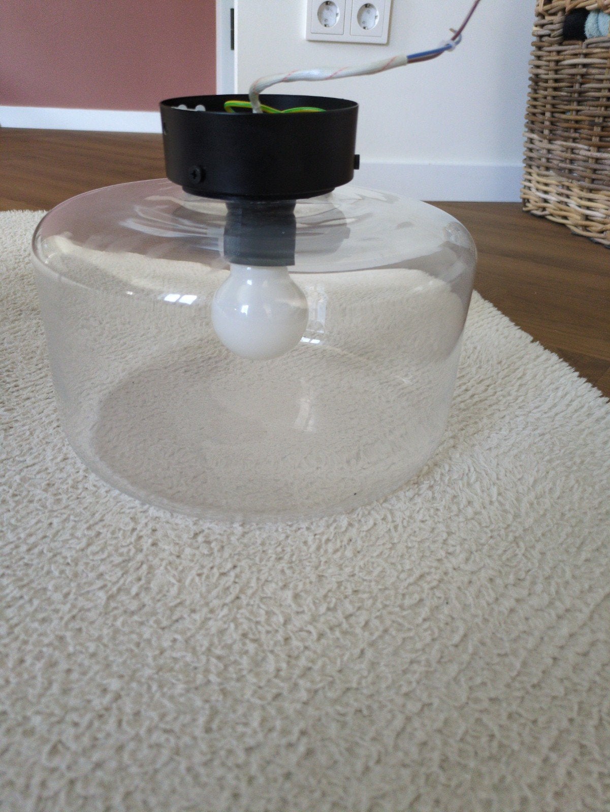 Glazen plafond lamp, Ophalen of Verzenden, Zo goed als nieuw, Glas
