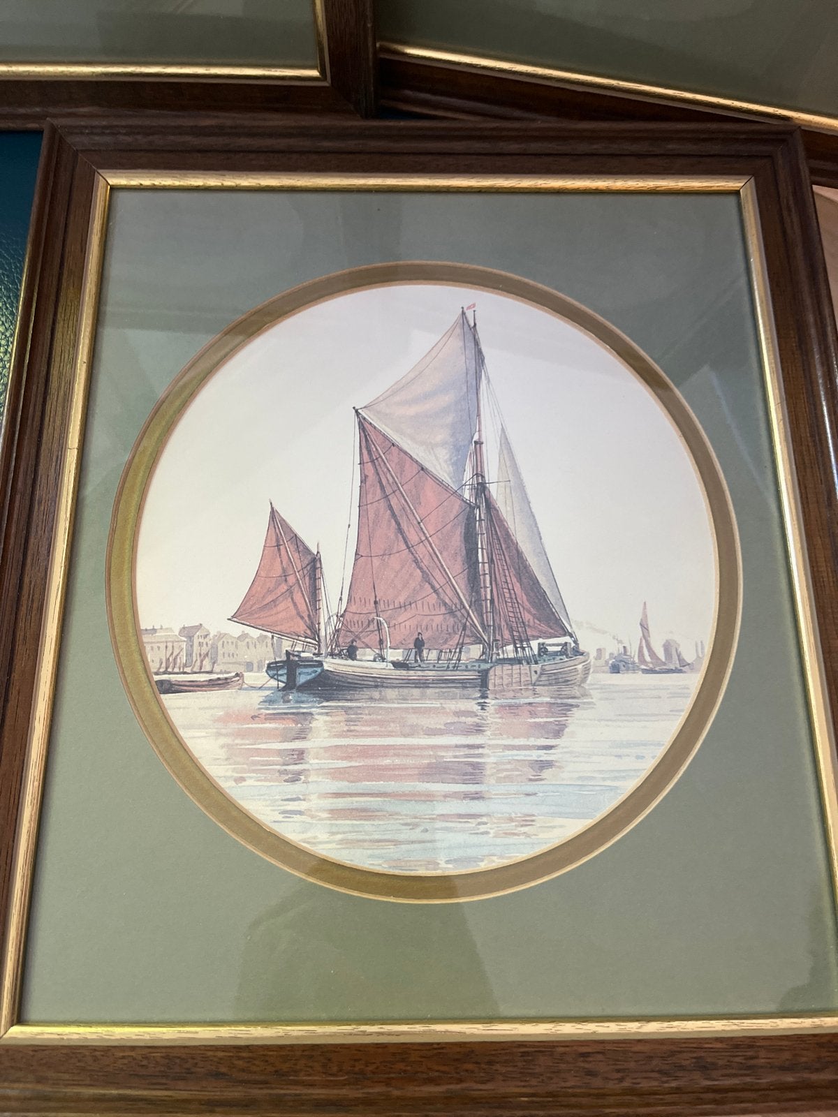 3 Oude Botenschilderijen in Lijst - Maritieme Kunst, Maritiem / water, Achter glas, Ophalen of Verzenden, Klassiek