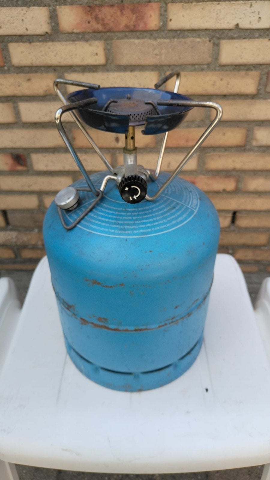 Grote camping gas fles 907 met kook brander  compleet., Ophalen, Zo goed als nieuw