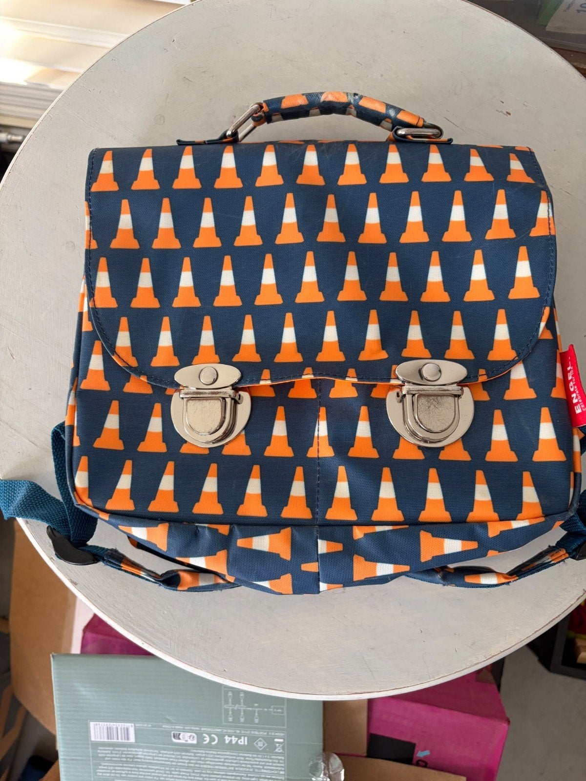 Engelpunt rugtas met verkeerskegel print, 30 tot 40 cm, Ophalen of Verzenden, Zo goed als nieuw, 30 tot 40 cm
