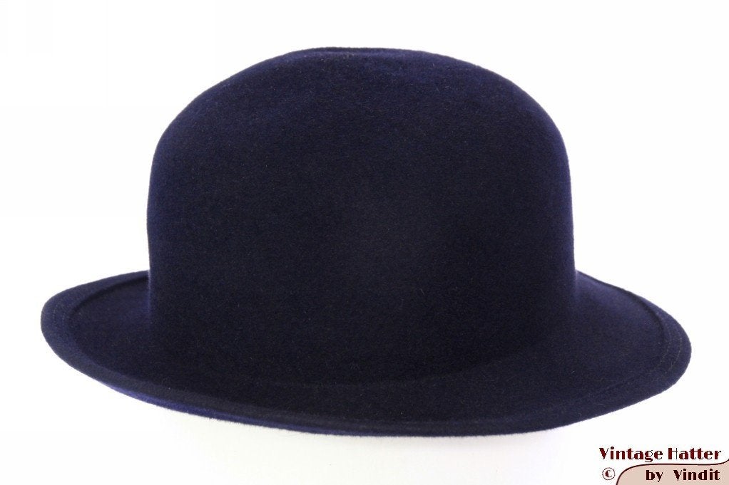 Vintage Dameshoed donker blauw vilt 55 = S tot XS, Kleding | Dames, Ophalen of Verzenden, Gedragen, 55 cm (S, 6⅞ inch) of minder