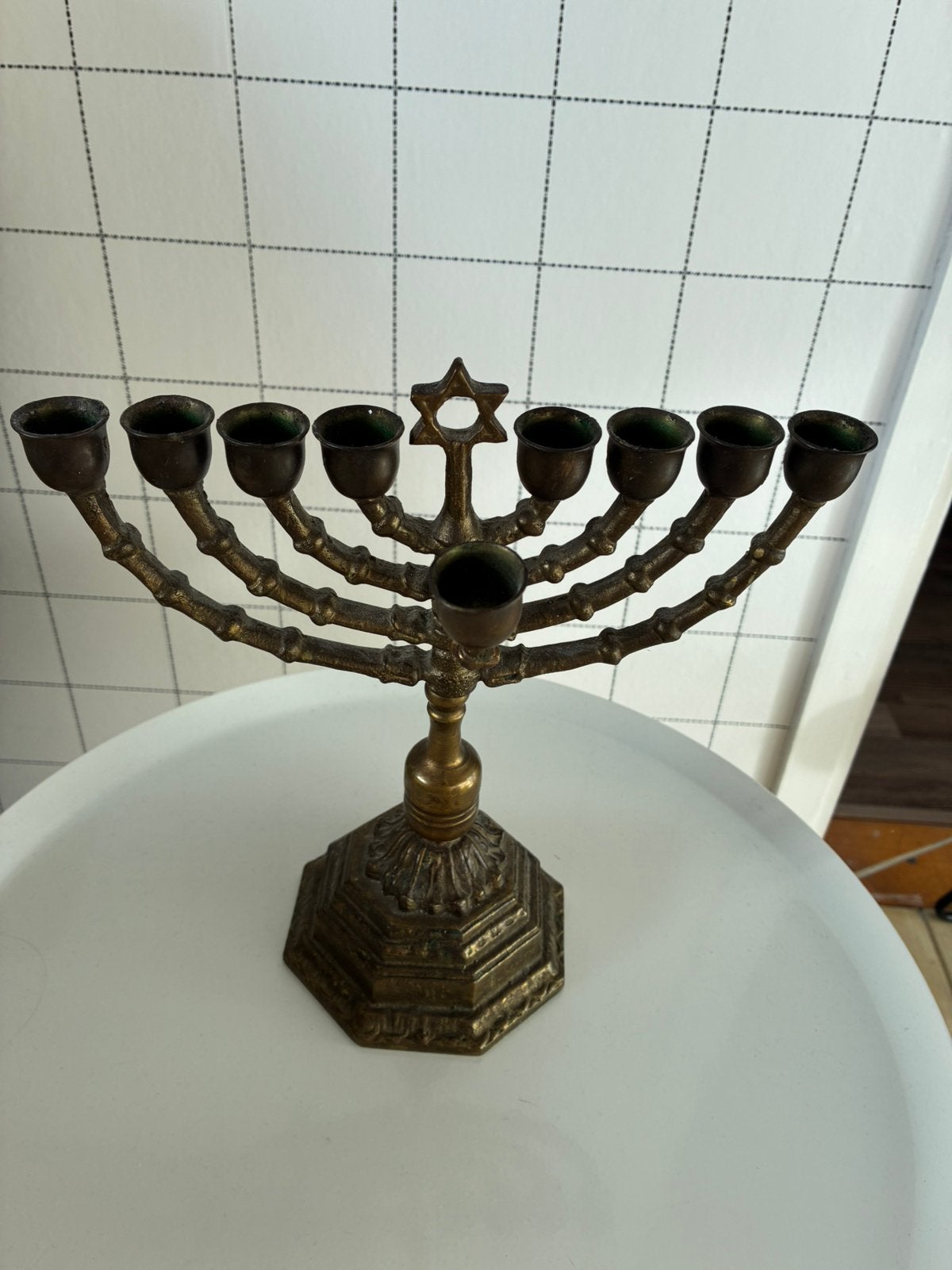 Joodse menora kandelaar, Ophalen of Verzenden, Koper of Brons