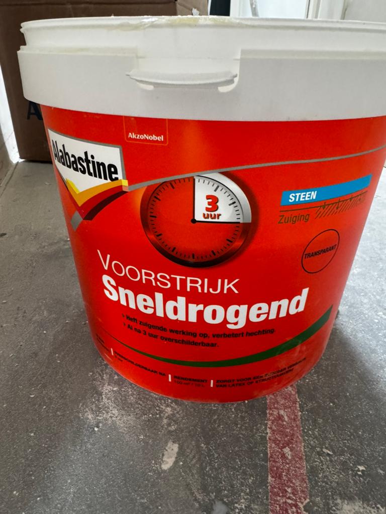 Alabastine Voorstrijk restant ca 5-5,5 liter, Doe-het-zelf en Verbouw, Verf, Beits en Lak, Ophalen, Zo goed als nieuw, Overige kleuren