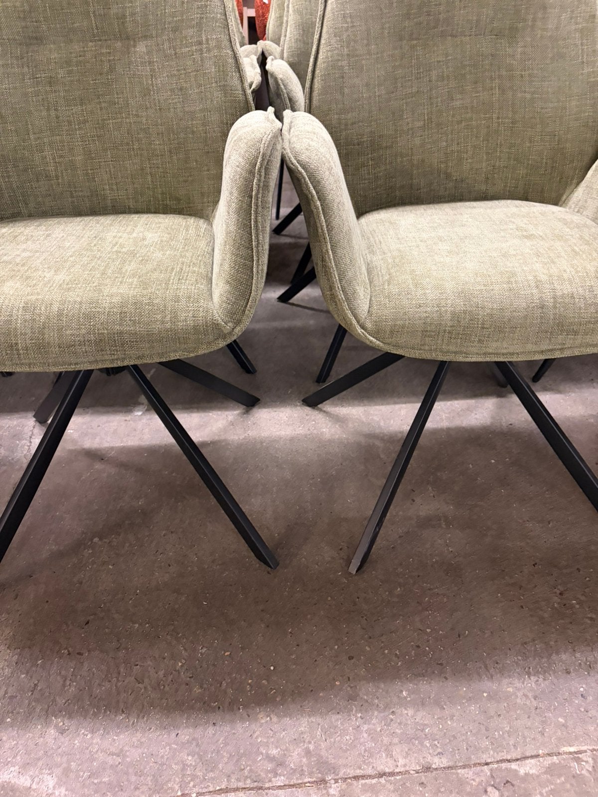 6 groene stoffen draai eetkamerstoelen - Nieuw!, Ophalen, ., ., Eén