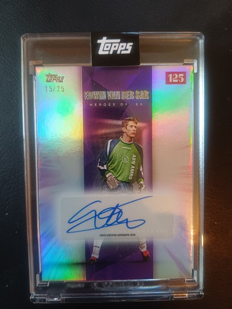 Topps Ajax 125th Anniversary Edwin van der Sar Auto 15/25, Ophalen, Zo goed als nieuw, Ajax, Poster, Plaatje of Sticker