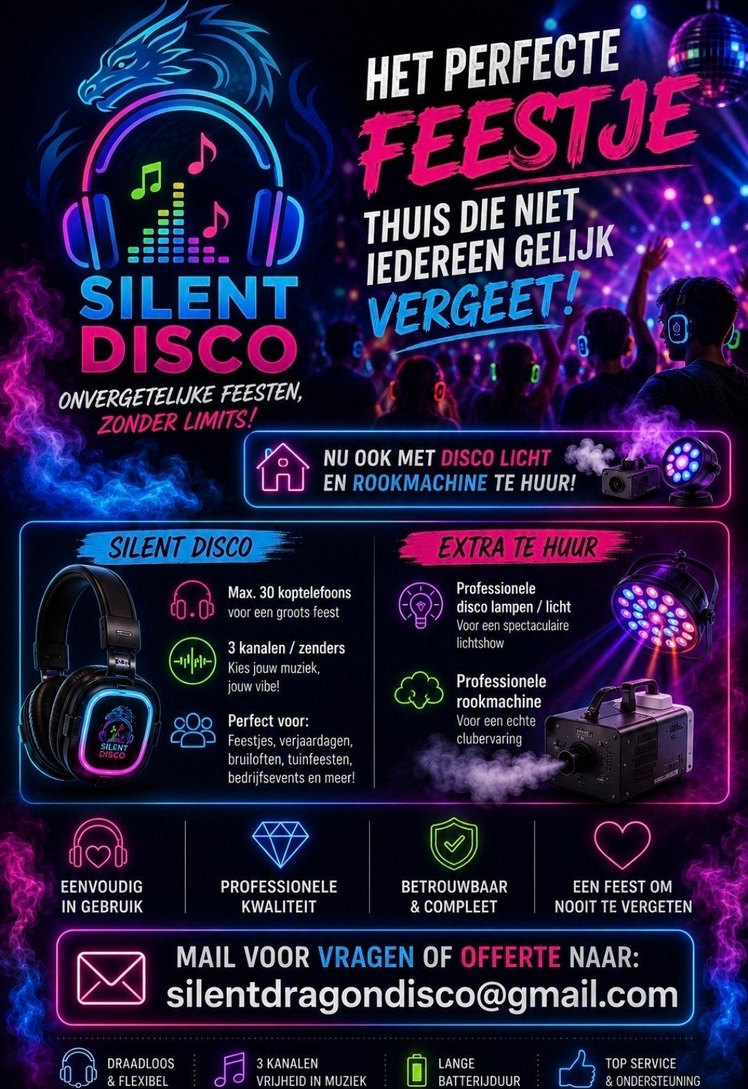 silent disco TE HUUR, Ophalen