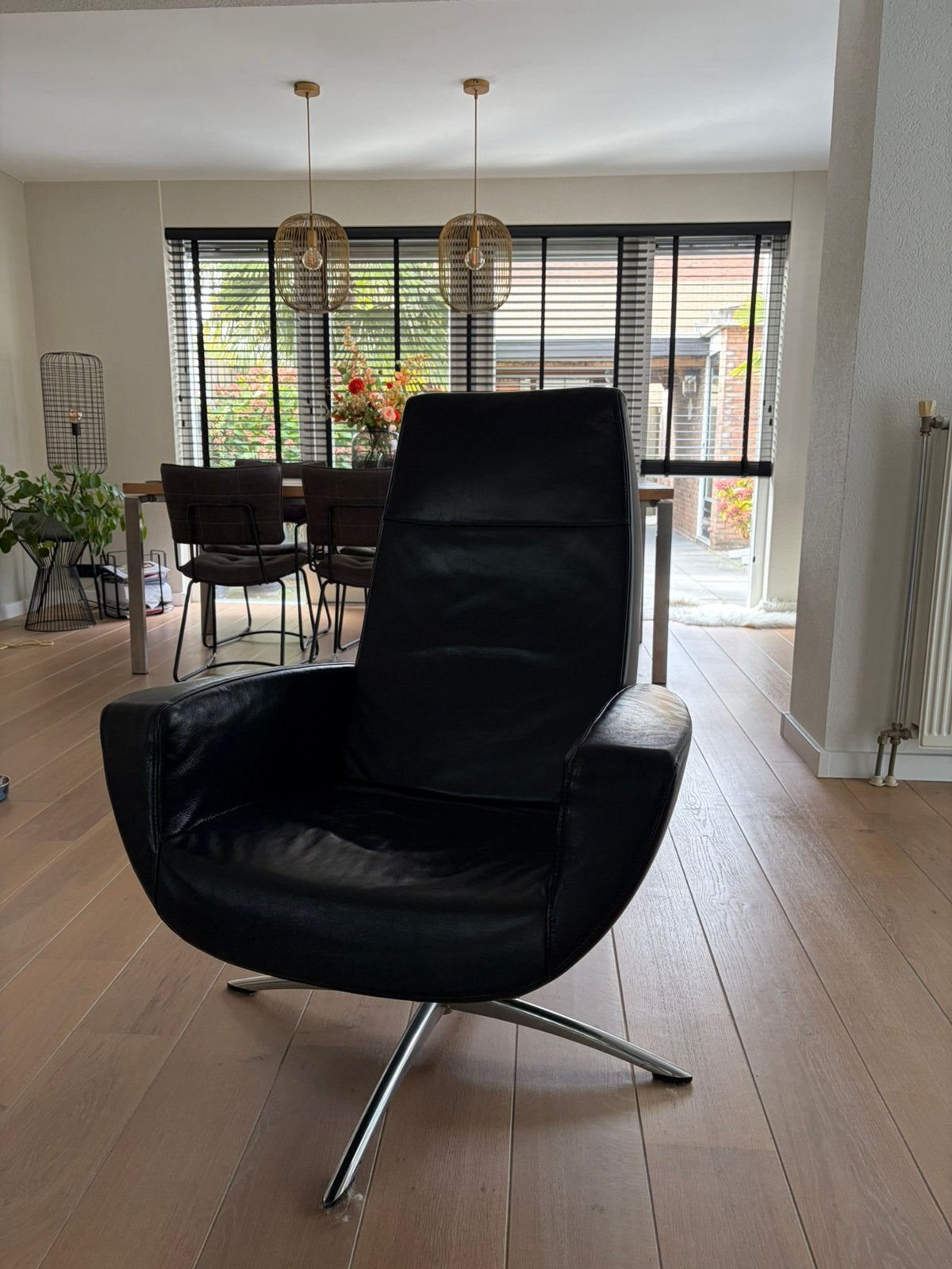 Novastyle leren draaifauteuil zwart, Huis en Inrichting, Ophalen, Gebruikt, 50 tot 75 cm, Leer