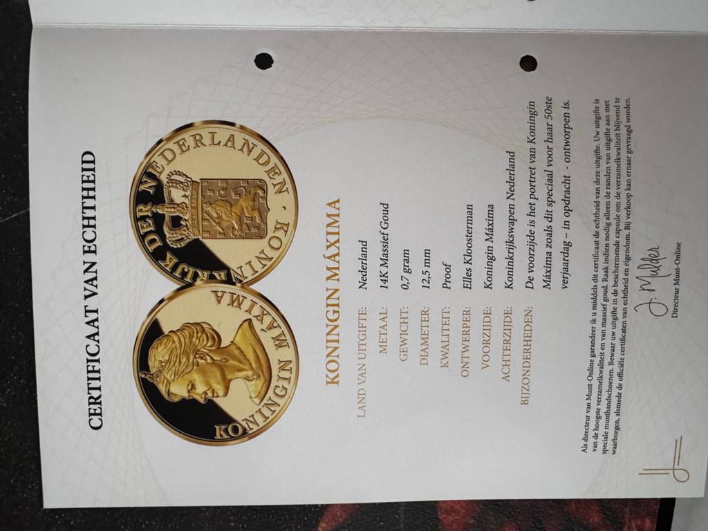Gouden munten Koninklijke Dynastie - Koningin Máxima & Wille, Koningin Beatrix, Losse munt, Goud, Overige waardes