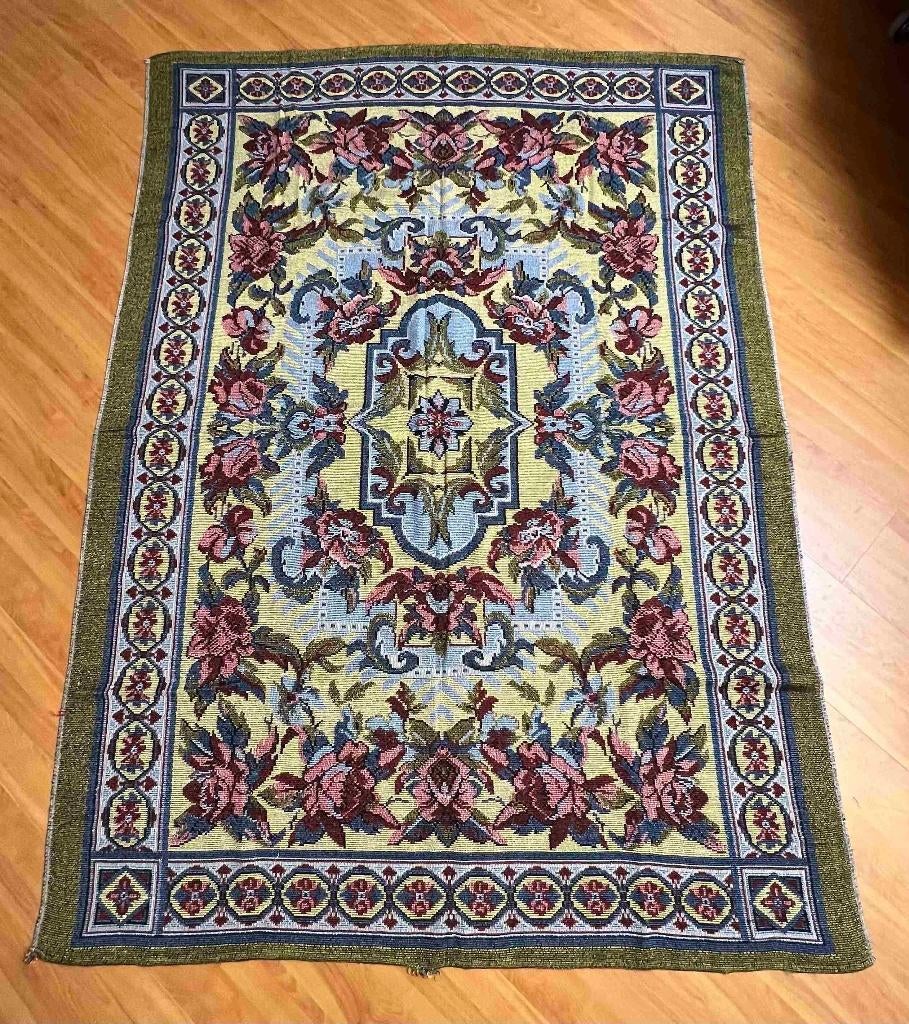 Victoriaans patroon kleed 183/133 cm, Gebruikt, Blauw, Etten-Leur, 150 tot 200 cm